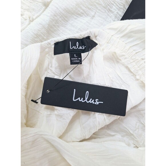 Lulus Sunshine Daydream White Short Sleeve Cutout Mini Dress Size Large NWT - Picture 10 of 11